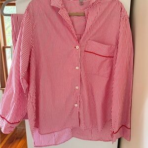 J.Crew Red Stripe Holiday Pajama Set – Size Large